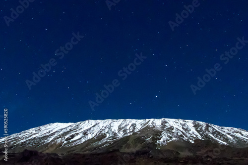 Mount Kilimanjaro during night with open space on top
