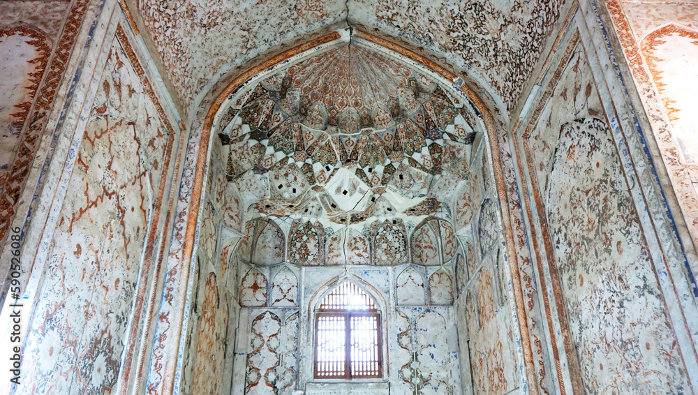 Interior decor of a madrasah of the 17th century in Bukhara