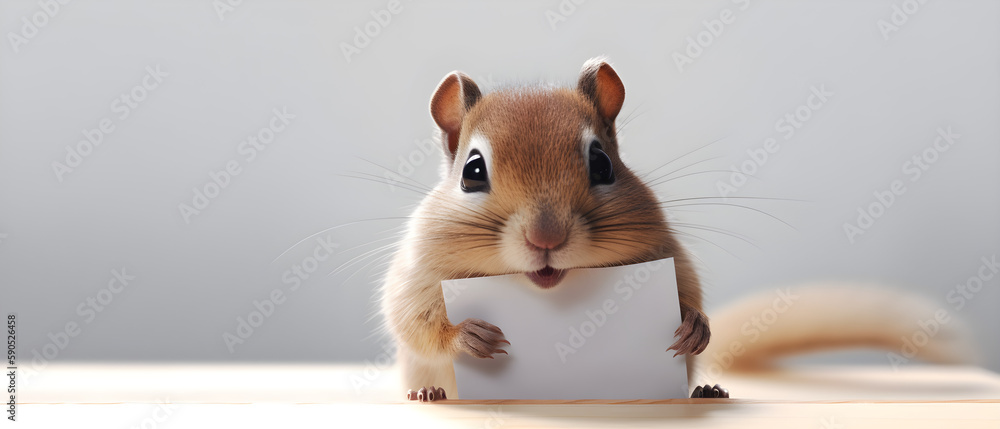 Fototapeta premium Chipmunk on isolated Light Gray color background created with Generative AI Technology