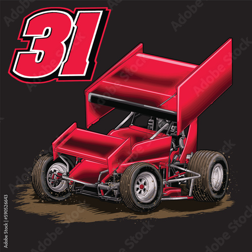 red dirt splash racing illustration isolated in black background for poster, t-shirt, graphic design, business element, and card