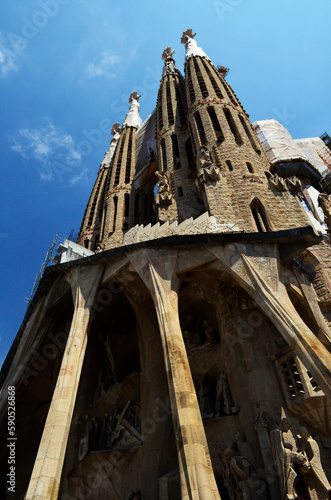Sagrada familia church in Barcelona Spain exterior details 