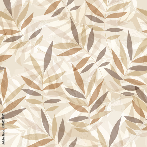 Leaves pattern. Watercolor leaves seamless vector background  textured jungle print