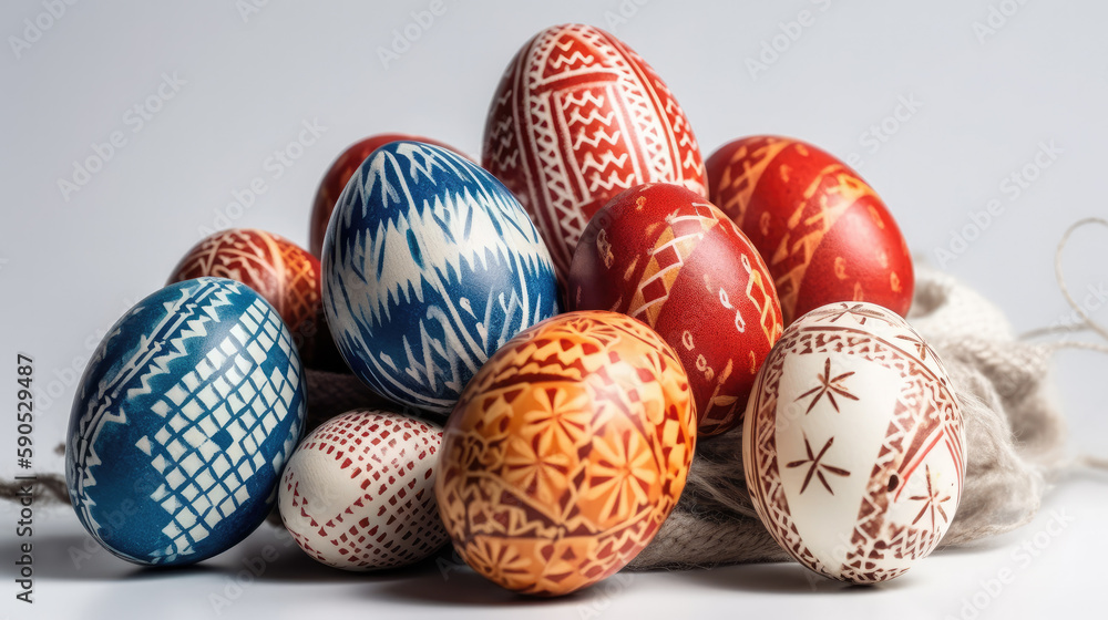 easter eggs in basket created with Generative AI technology