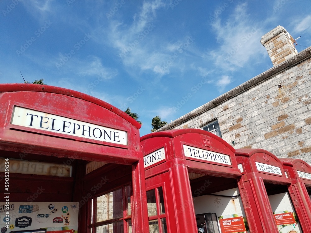 red telephone box in Bermuda royal naval dockyard red telephone box in Bermuda royal naval dockyard