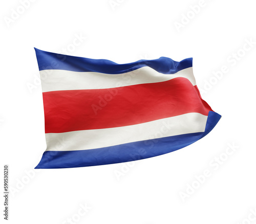 Waving flag of Costa Rica isolated on transparent background. 3D rendering