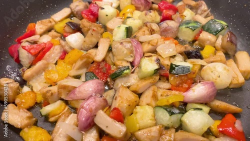 Sautéed grilled vegetables, as a healthy diet. Close-up, concepts, 4k resolution.