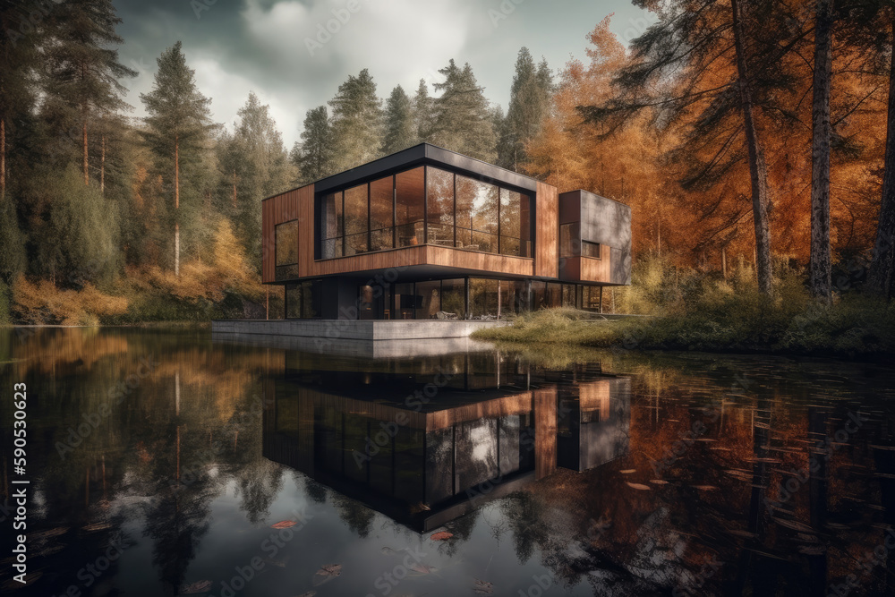 house on the river created with Generative AI technology house on the river created with Generative AI technology