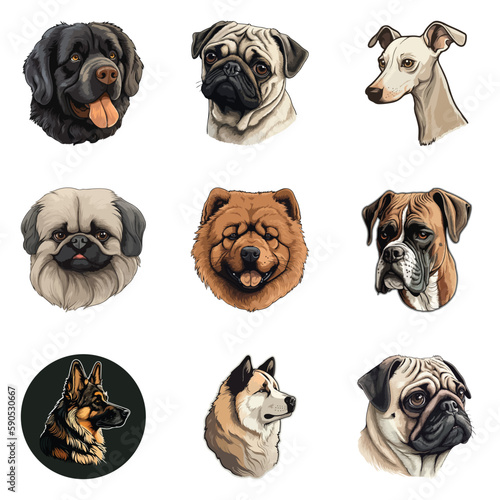 Dogs Flat Icon Set Isolated On White Background © Maxim
