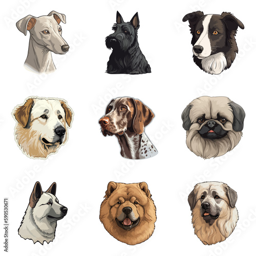 Dogs Flat Icon Set Isolated On White Background