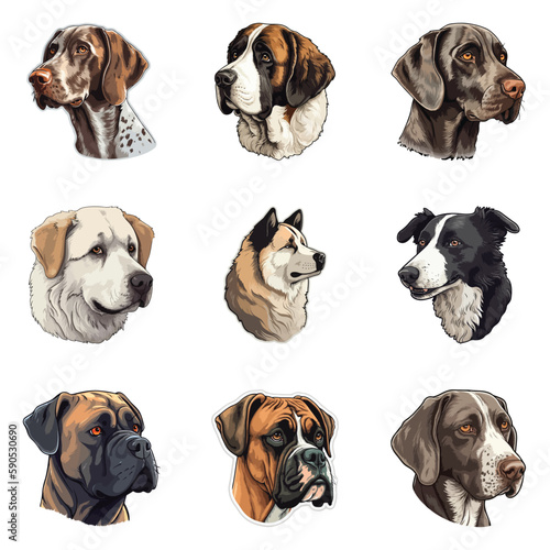 Dogs Flat Icon Set Isolated On White Background