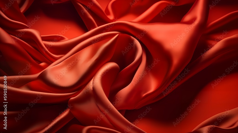 Obraz premium Red Silk Background, Image Ai Generated
