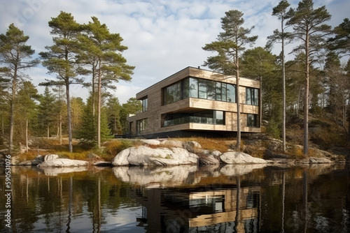 house on the river created with Generative AI technology © Robert Herhold
