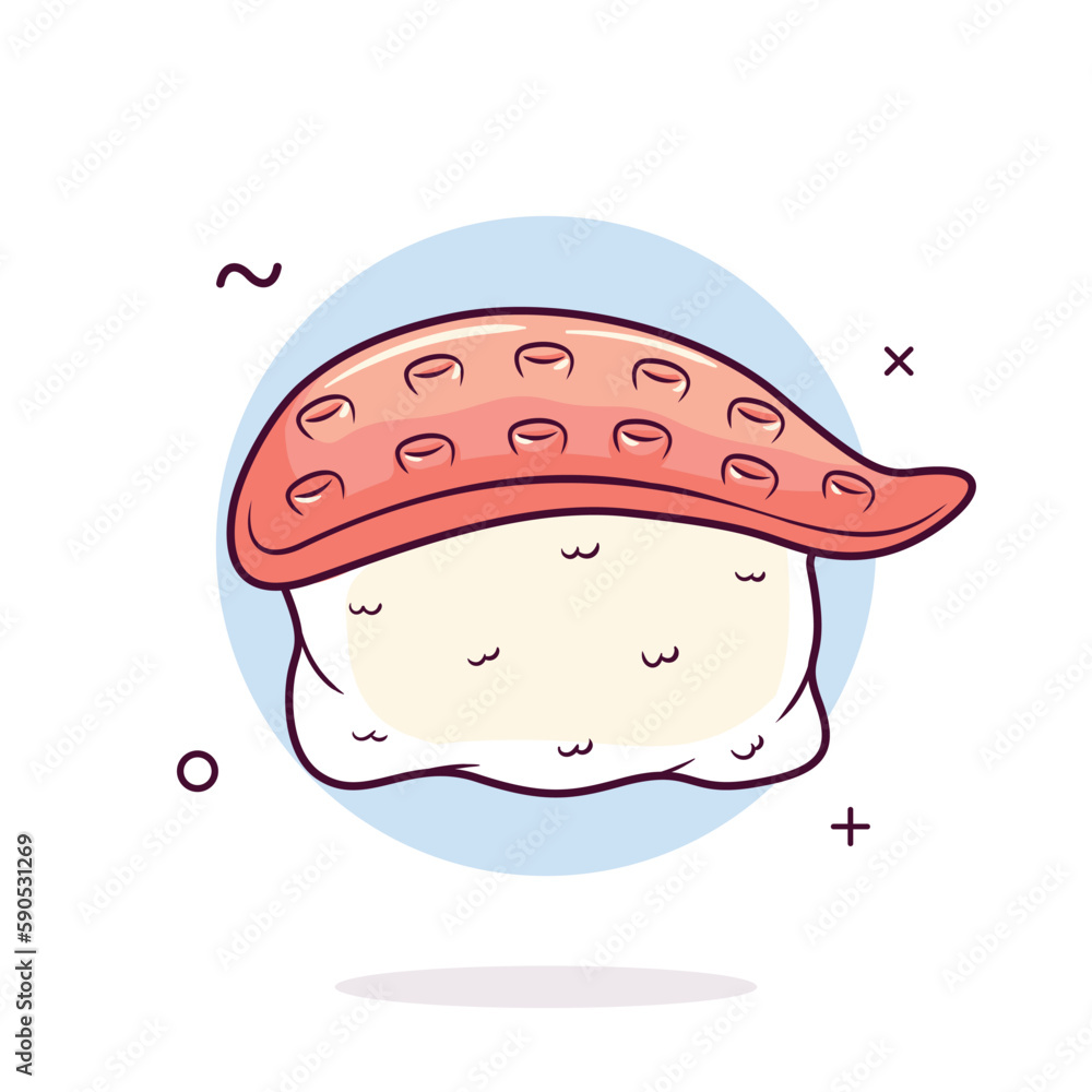 Octopus Sushi Roll Icon. Cute Vector Illustration Octopus Sushi Roll Icon. Cute Vector Illustration