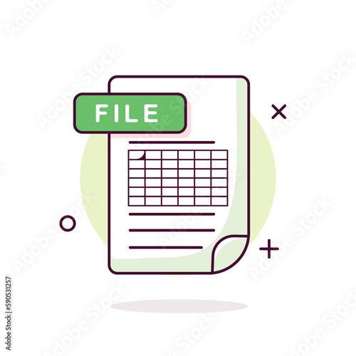 Excel Document Icon. Cute Vector Illustration
