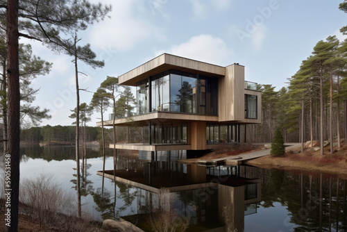 house on the river created with Generative AI technology