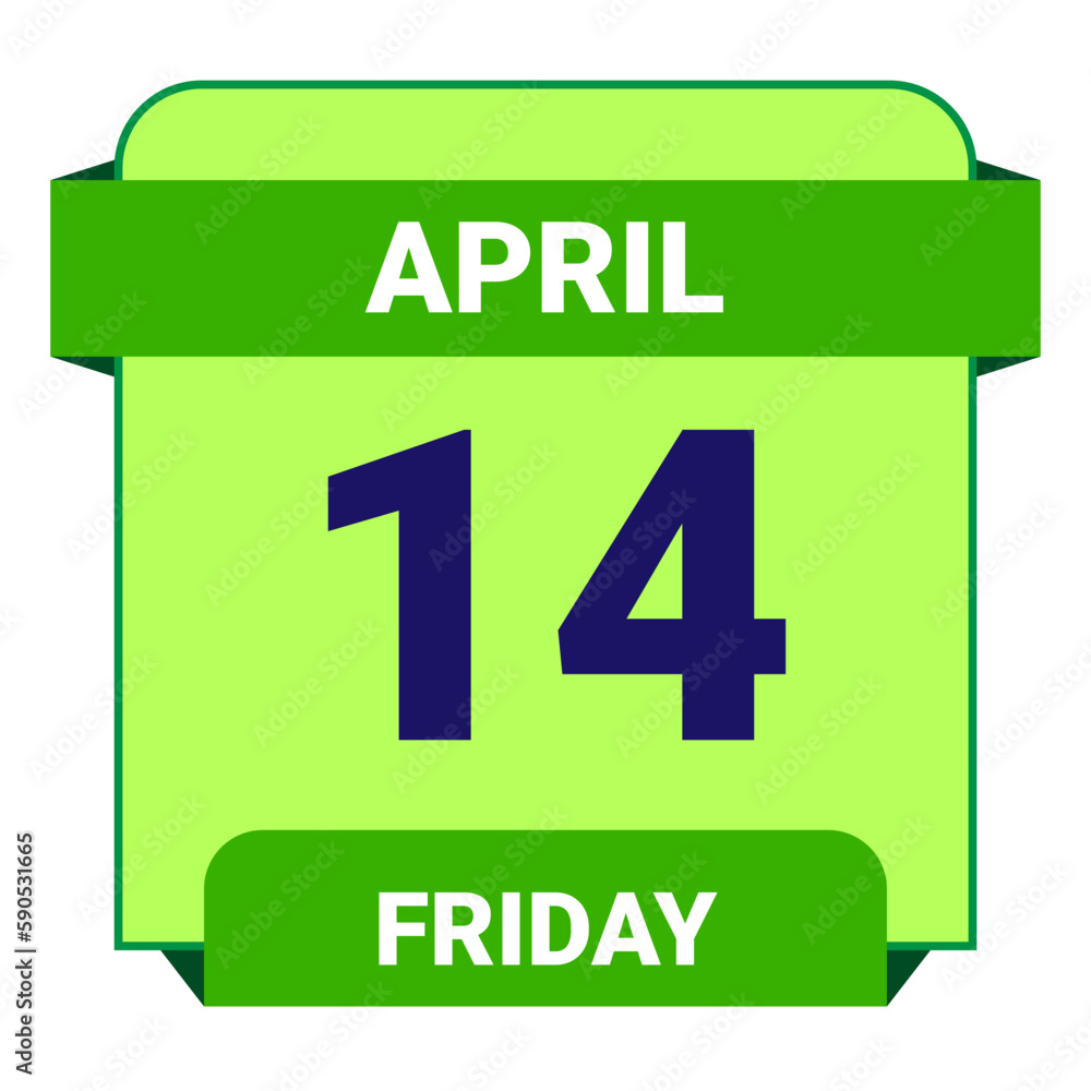 14 April, Friday. Date template. Useful design for calendar or event promotion. Vector illustration EPS 10 File. 14 April, Friday. Date template. Useful design for calendar or event promotion. Vector illustration EPS 10 File.