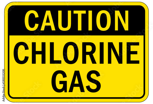 Pool chemical hazard sign and labels chlorine gas