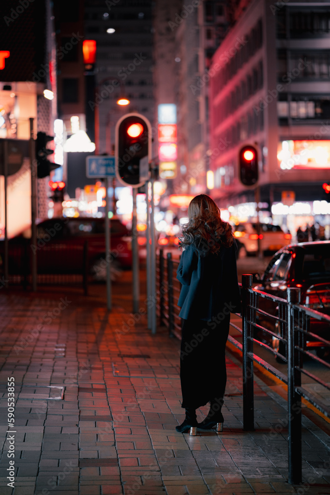 A woman walking in the city