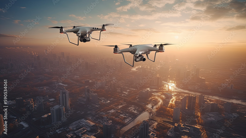 drone in the sky created with Generative AI technology drone in the sky created with Generative AI technology
