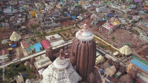 Jagannath Puri ancient temple in India, Odisha, aerial drone view 4k