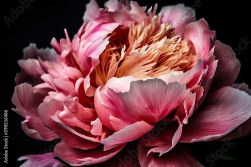 Pink peony flower in bloom (Ai generated)