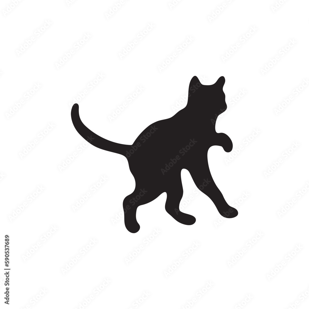  A running cat silhouette vector art.