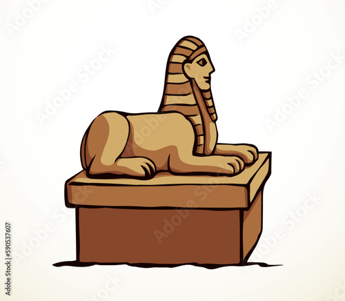 Vector drawing. Egyptian sphinx monument