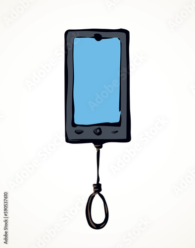 Vector drawing. Mobile phone with gallows