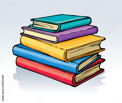Vector illustration. Symbol of knowledge: a pile of books