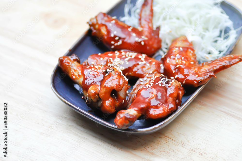 grilled chicken, poasted chicken with Korean sauce or Korean chicken grilled chicken, poasted chicken with Korean sauce or Korean chicken