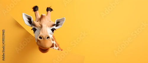 Giraffe on isolated Peach color background created with Generative AI Technology