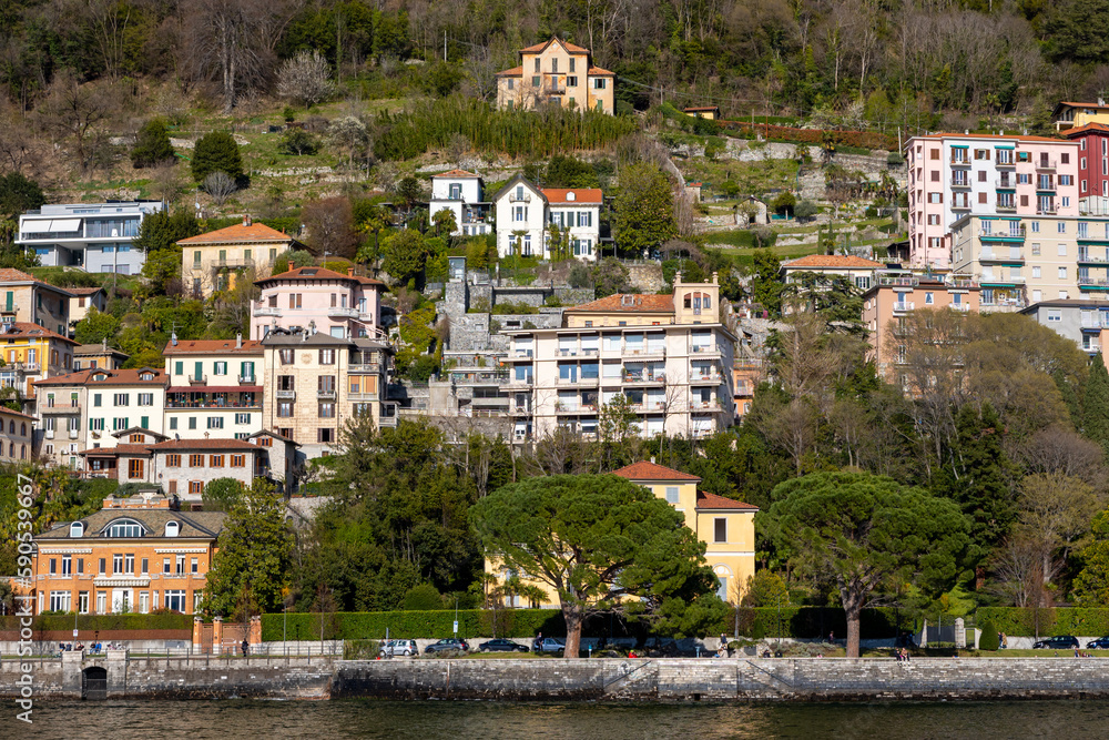 Lago di Como, Lake Como, Italy, with Palacio's in summer