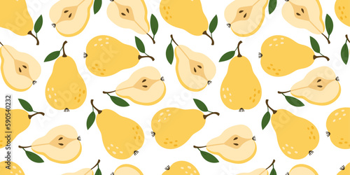Seamless pattern with pears on a white background