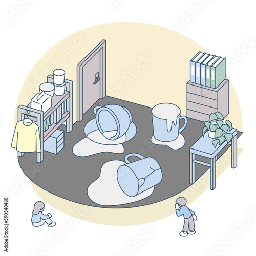 An overturned glass. A room cluttered with spilled drinks.