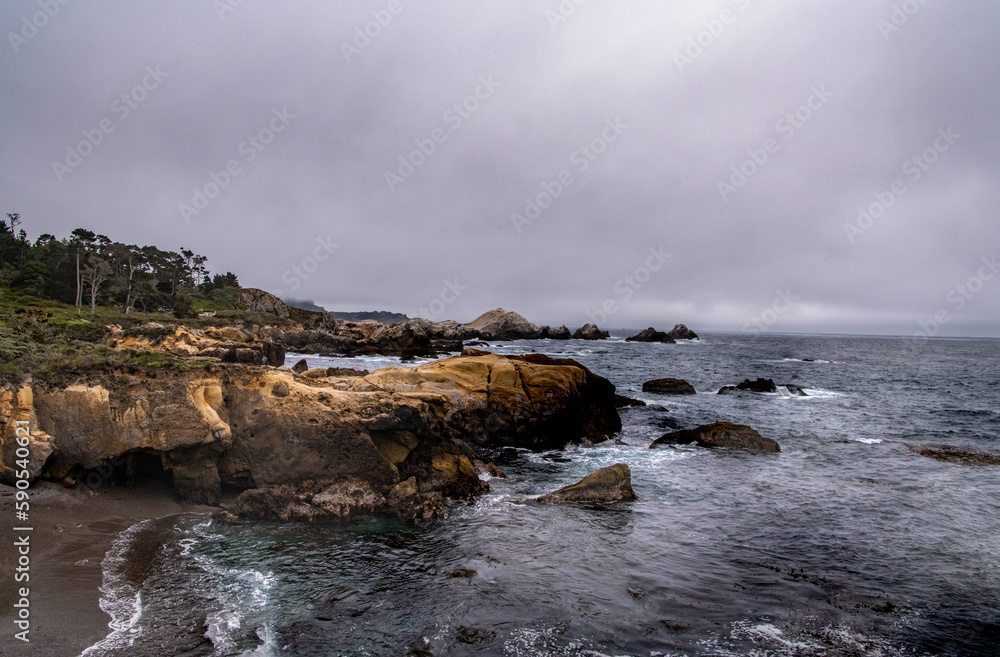 Cloudy day on a rocky coastline