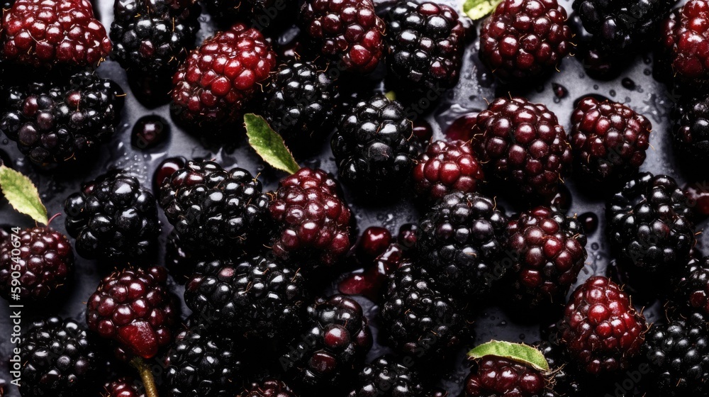 Close-up von frischen, feuchten Brombeeren auf weißem Hintergrund, Generative AI Close-up von frischen, feuchten Brombeeren auf weißem Hintergrund, Generative AI