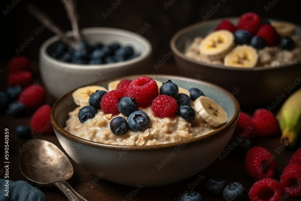 oatmeal with berries, oatmeal breakfast with berries oatmeal with berries, oatmeal breakfast with berries