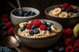 oatmeal with berries, oatmeal breakfast with berries