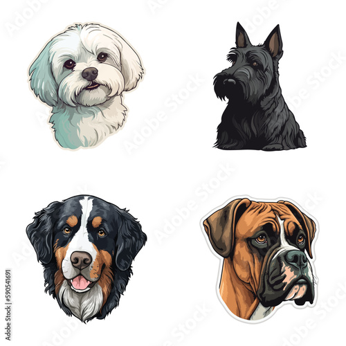 Dogs2 Flat Icon Set Isolated On White Background