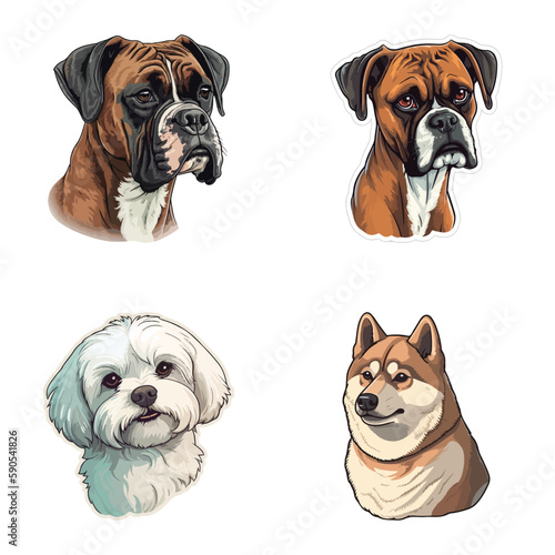 Dogs2 Flat Icon Set Isolated On White Background