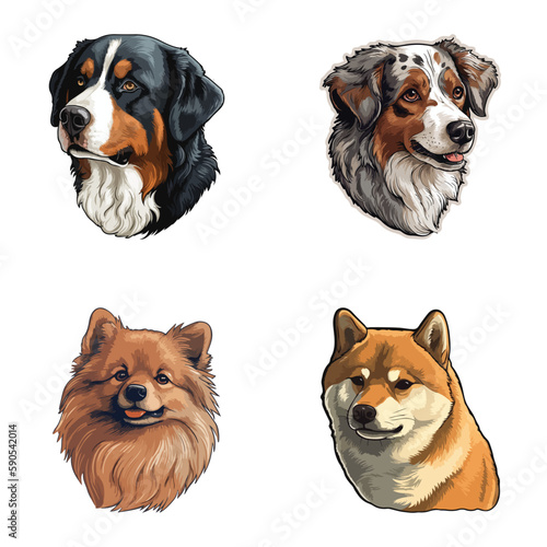 Dogs2 Flat Icon Set Isolated On White Background