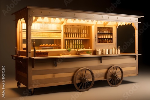 Medieval food truck isolated on white background. Ai generative.