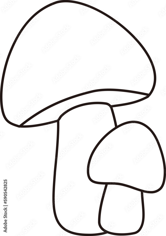 Mushroom coloring drawing. Line style mushroom. Mushroom coloring drawing. Line style mushroom.