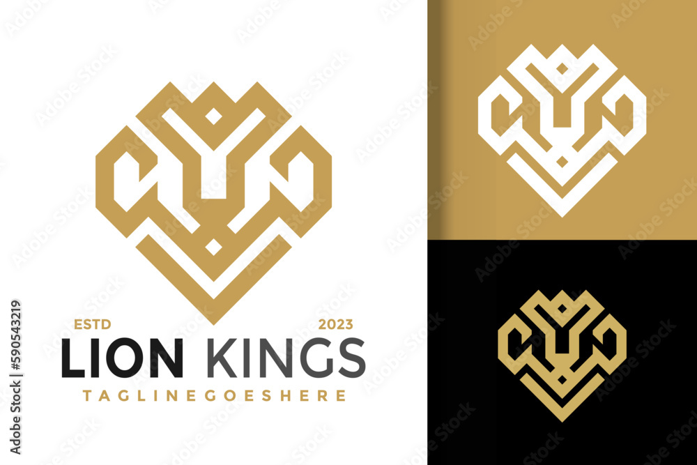 Fototapeta premium Lion King Crown logo vector icon illustration