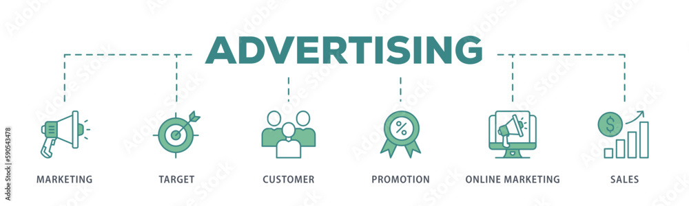 Advertising banner web icon vector illustration concept with icon of marketing, target, customer, promotion, online marketing, and sales
Advertising banner web icon vector illustration concept with icon of marketing, target, customer, promotion, online marketing, and sales