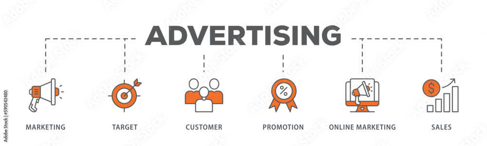 Advertising banner web icon vector illustration concept with icon of marketing, target, customer, promotion, online marketing, and sales
Advertising banner web icon vector illustration concept with icon of marketing, target, customer, promotion, online marketing, and sales