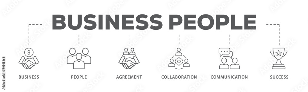 Business people banner web icon vector illustration concept with icon of business, people, agreement, collaboration, communication and success
