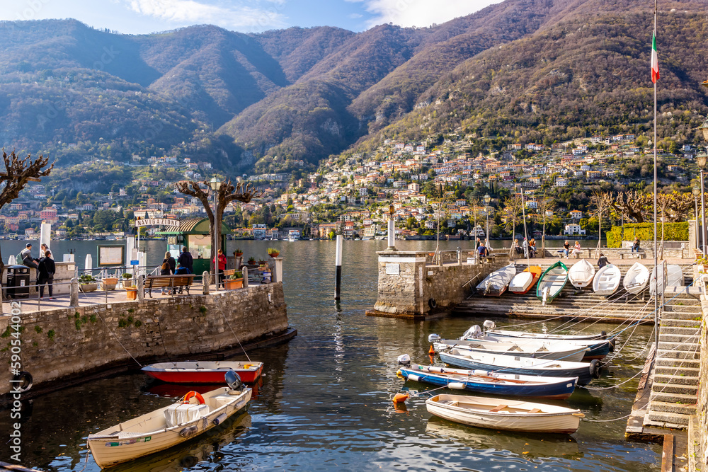 Lago di Como, Lake Como, Italy, with harbour of Torno