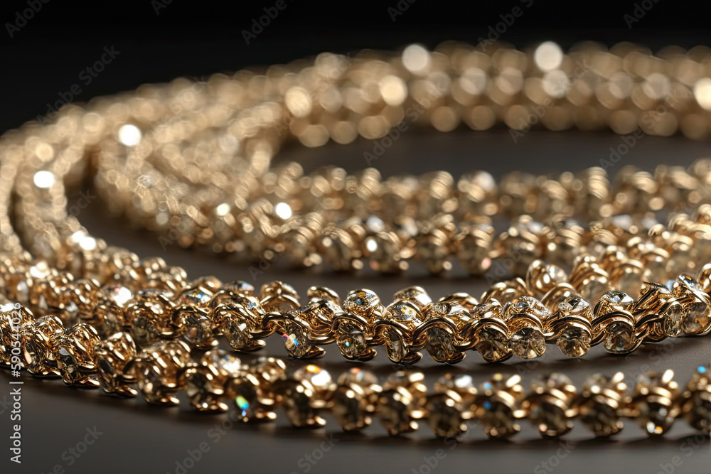 diamond necklace on black background created with Generative AI technology diamond necklace on black background created with Generative AI technology
