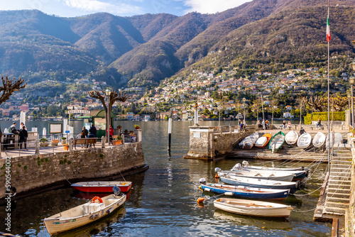 Lago di Como, Lake Como, Italy, with harbour of Torno